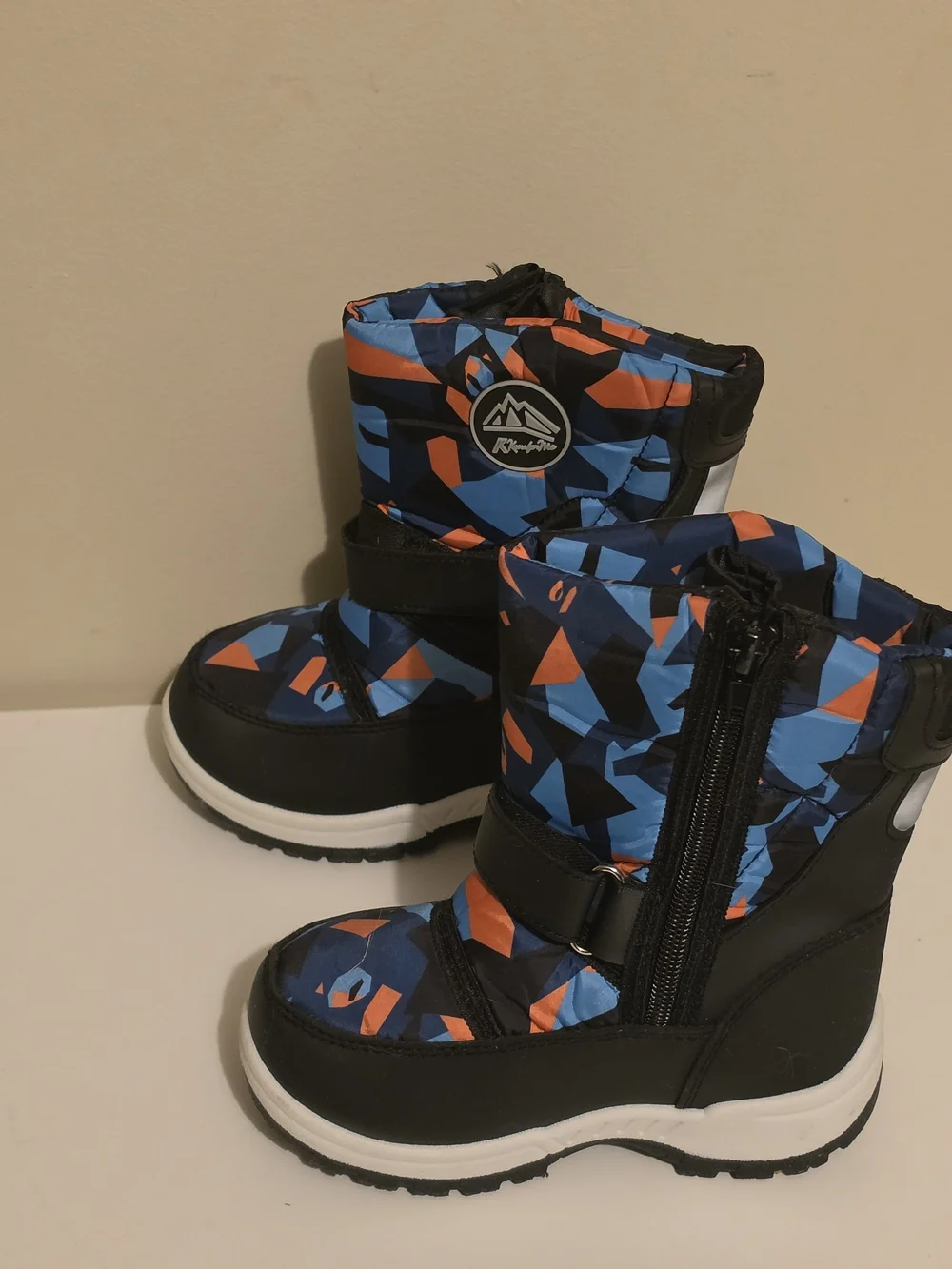 iXtreme Unisex Kids Waterproof Geometric Snow Boots Blue/Orange/Black 9